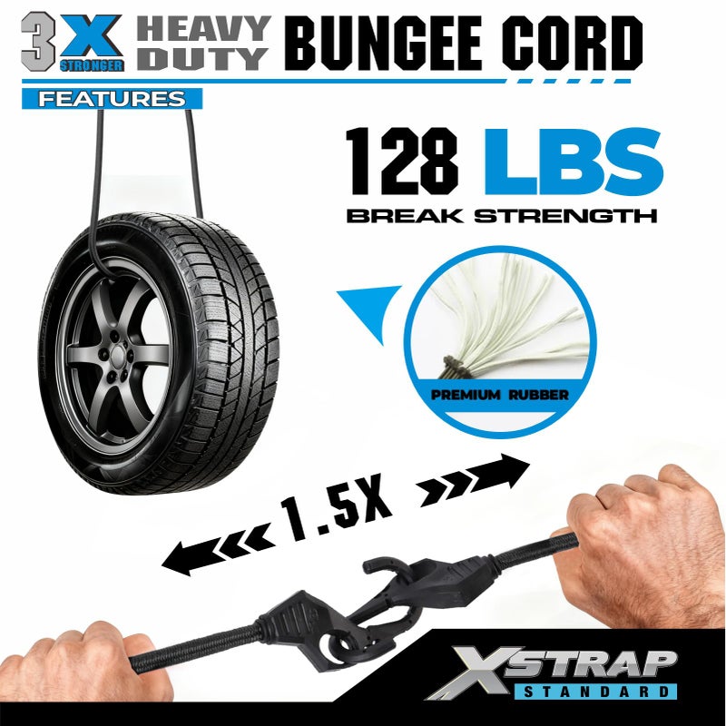 XSTRAP STANDARD Heavy Duty Bungee Cords 10PK 32-Inch Bungee Cords with Finger-Hole Hooks, Ideal for Outdoor, Tarp Covers, Motorcycle, Luggage Rack - Image 4
